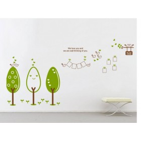 Cartoon Trees with Photo Frame Wall Sticker